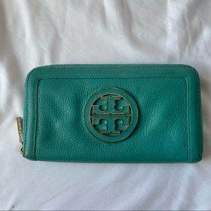 Tory Burch Turquoise Leather Wallet